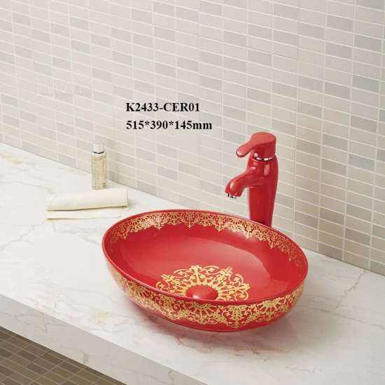 Lavabo da appoggio in ceramica ovale all'ingrosso in Cina