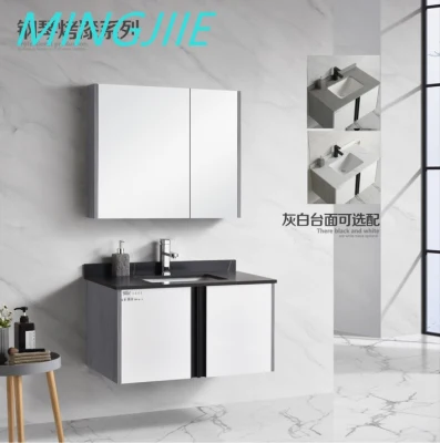 Mobile da bagno in compensato di nuovo design, pensile in compensato con lavabo e specchio